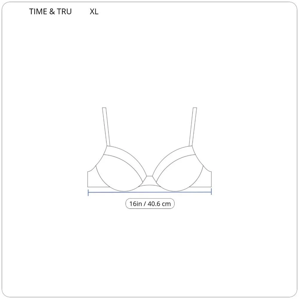 Time Tru Womens Bikini Top XL 16 18 Blue Pink Stripe Ruffle STR15E